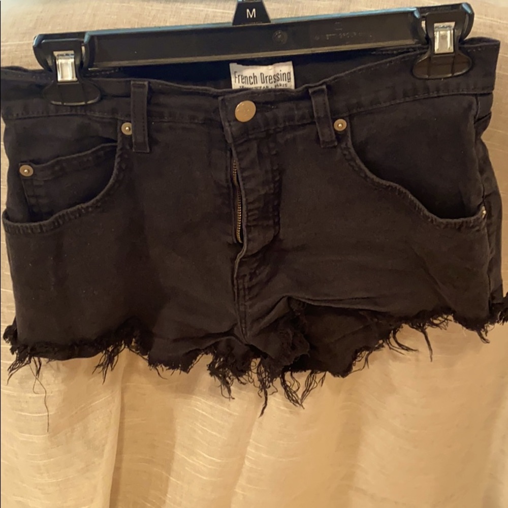 Black French Dressing Cutoff Shorts